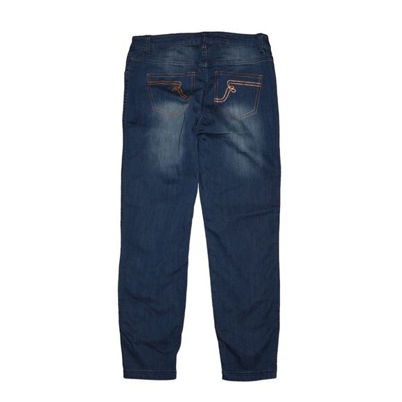 WOMEN WITH CONTROL NEW $64 Reversible Slim Ankle Jean Indigo‎ Floral 8P - Picture 3 of 6